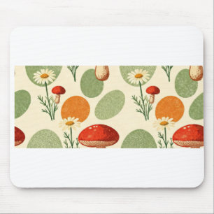 Tapis De Souris Motif aquarelle champêtre de champignons et de pâq