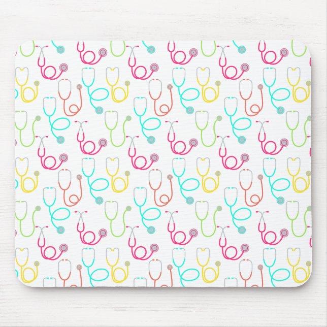 Tapis De Souris Motif au néon de stéthoscope (Devant)