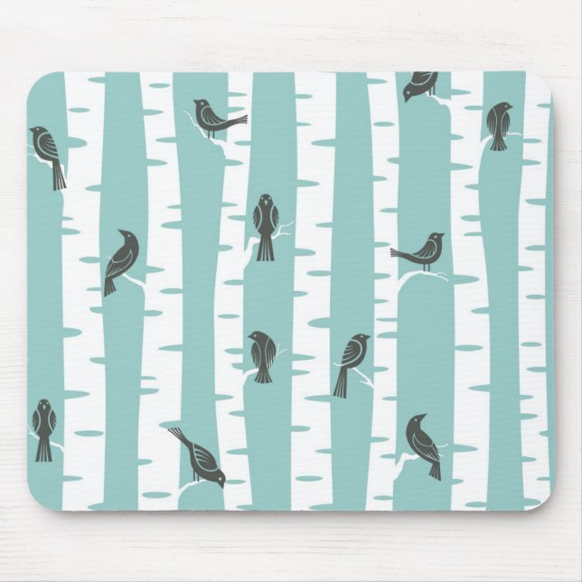 Tapis De Souris Motif avec des oiseaux et des arbres (Devant)