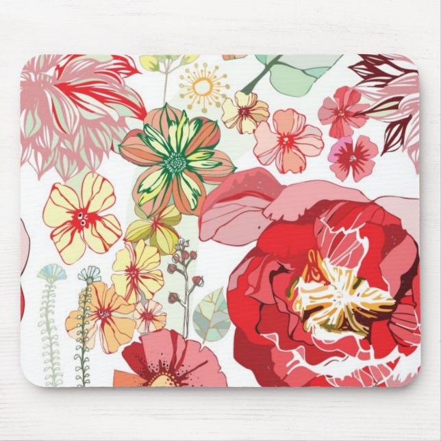 Tapis De Souris Motif avec les fleurs rouges (Devant)