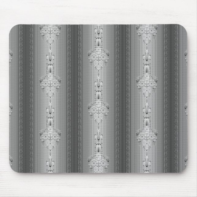Tapis De Souris Motif baroque floral avec bordure grise (Devant)