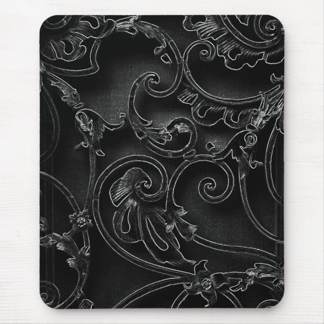Tapis De Souris Motif baroque gothique noir (Devant)