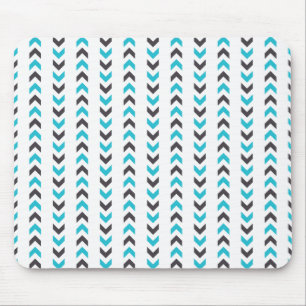 Tapis De Souris Motif blanc et bleu géométrique moderne de flèches