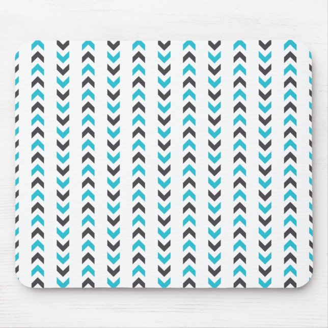 Tapis De Souris Motif blanc et bleu géométrique moderne de flèches (Devant)