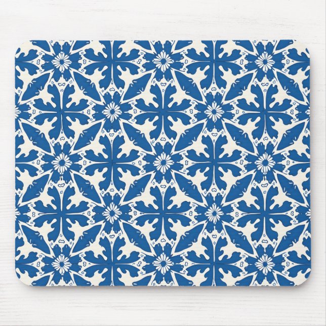 Tapis De Souris Motif Boho en Bleu – Élégant & Audacieux (Devant)