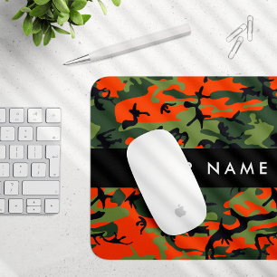 Tapis De Souris Motif Camouflage orange, Votre nom, Personnaliser