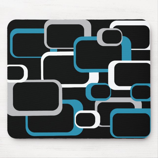 Tapis De Souris Motif Carré Carré gris bleu blanc rétro (Devant)