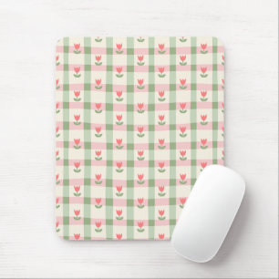 Tapis De Souris Motif Carrelé de Tulipe Mignonne Floral Pastel