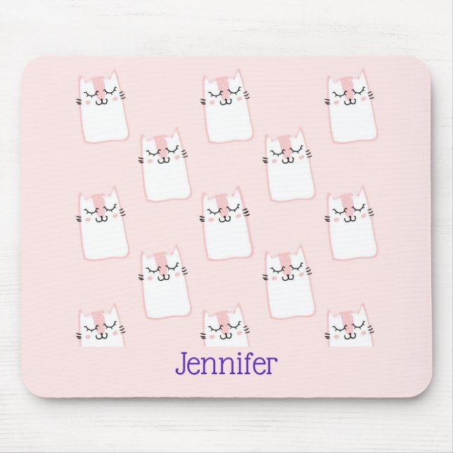 Tapis De Souris Motif chat chaton mignon dormant (Devant)