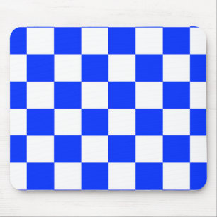 Tapis De Souris Motif chèque À damiers blanc bleu