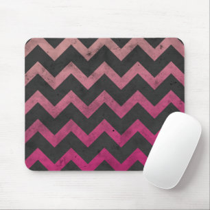 Tapis De Souris Motif chevron gris foncé ombré rose magenta rouge