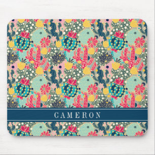 Tapis De Souris Motif coloré de cactus de point de polka