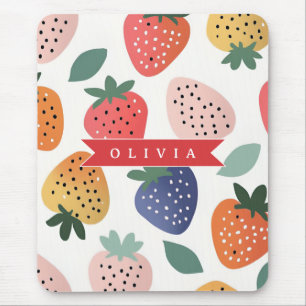 Tapis De Souris Motif Coloré de Fraise Personnalisé pour l'Été