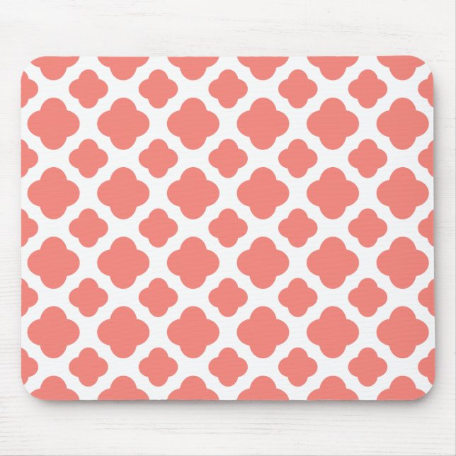 Tapis De Souris Motif Coral Rose Quatrefoil (Devant)