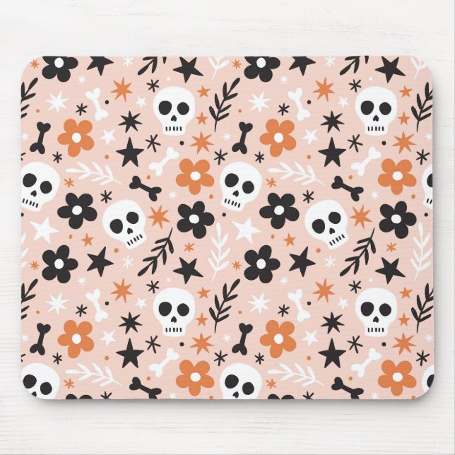 Tapis De Souris Motif crâne de fleurs (Devant)