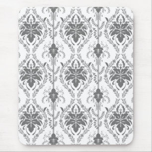 Tapis De Souris Motif Damask blanc et gris