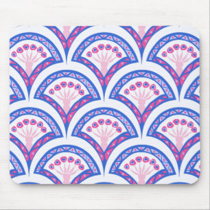 Tapis De Souris motif damassé floral bleu
