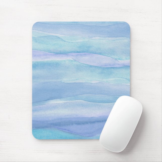 Tapis De Souris Motif d'aquarelle bleu violet (Avec souris)