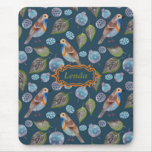 Tapis De Souris Motif d'aquarelle Blue Birds