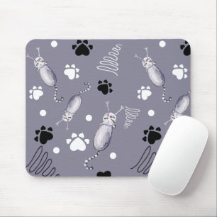 Tapis De Souris Motif D'Aquarelle Chats Et Pâtes