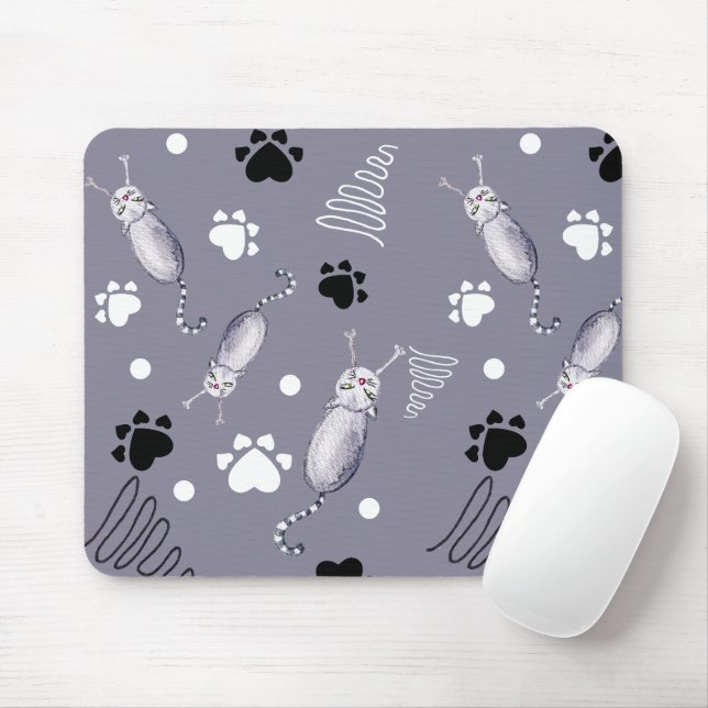 Tapis De Souris Motif D'Aquarelle Chats Et Pâtes (Avec souris)