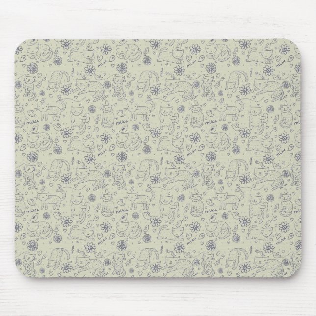 Tapis De Souris Motif de bande dessinée avec les chats drôles (Devant)