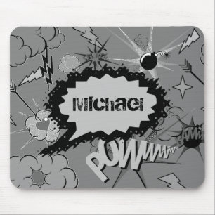 Tapis De Souris Motif de bande dessinée personnalisé rétro gris pe