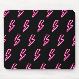 Tapis De Souris Motif de boulon à éclair de néon rose