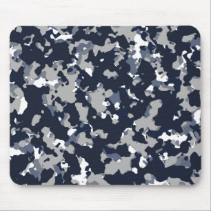 Tapis De Souris Motif de camouflage bleu gris blanc Camo