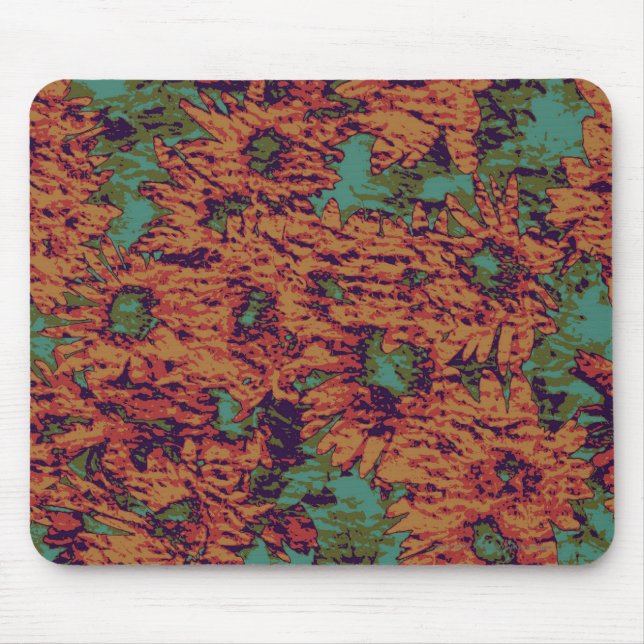 Tapis De Souris Motif de camouflage de tournesol et de feuille (Devant)