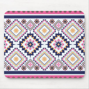 Tapis De Souris Motif de carrelage floral orné paisley ethnique