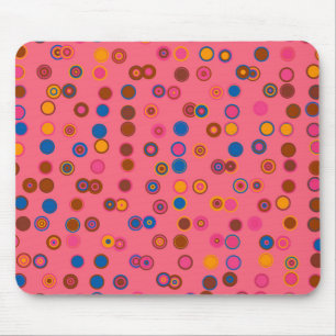Tapis De Souris Motif de cercle géométrique bulle rose corail