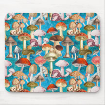 Motif de champignons turquoise bleu mignon