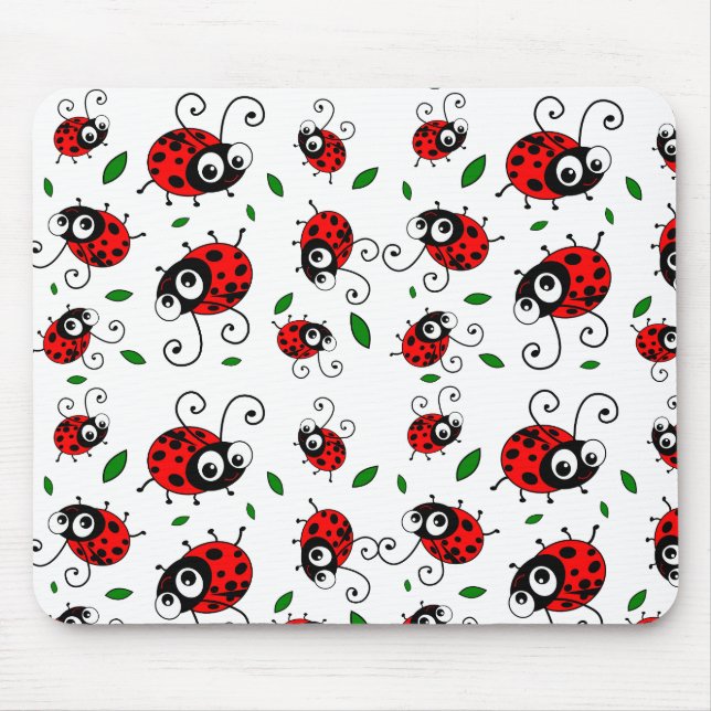 Tapis De Souris Motif de coccinelles de bande dessinée (Devant)