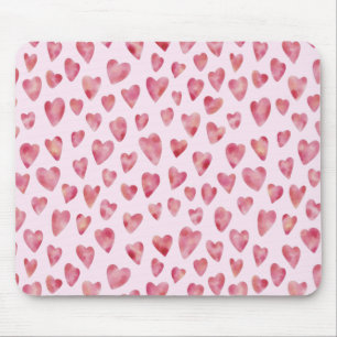 Tapis De Souris Motif de cœur aquarelle rose mignon