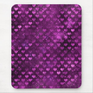 Tapis De Souris Motif de cœurs pailletés ombrés violets Glam