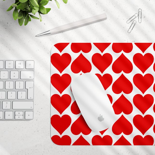 Tapis De Souris Motif de cœurs rouges, Romantique, Amour (Créateur téléchargé)
