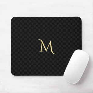 Tapis De Souris Motif de contrôle noir de monogramme personnalis