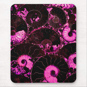 Tapis De Souris Motif de coquille fossile rose Nautilus