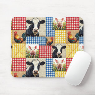 Tapis De Souris Motif de Courtepointe d'Animaux de Ferme