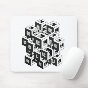Tapis De Souris Motif de cube isométrique d'illusion d'optique gra