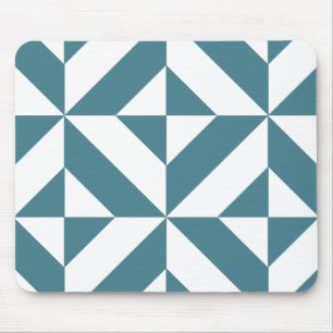 Tapis De Souris Motif de cube vert géométrique profond Turquoise