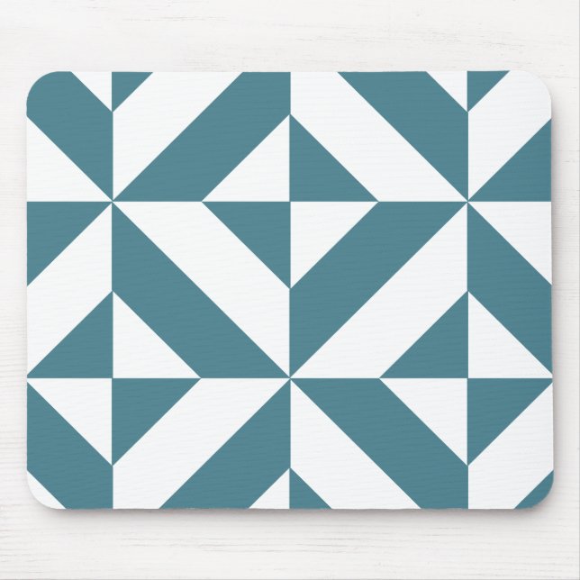 Tapis De Souris Motif de cube vert géométrique profond Turquoise (Devant)
