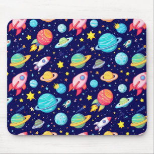 Tapis De Souris Motif de dessin animé spatial coloré