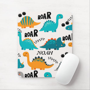 Tapis De Souris Motif de dinosaure mignon Monogramme personnalisé