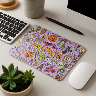 Tapis De Souris Motif de doodle d'Halloween mignon