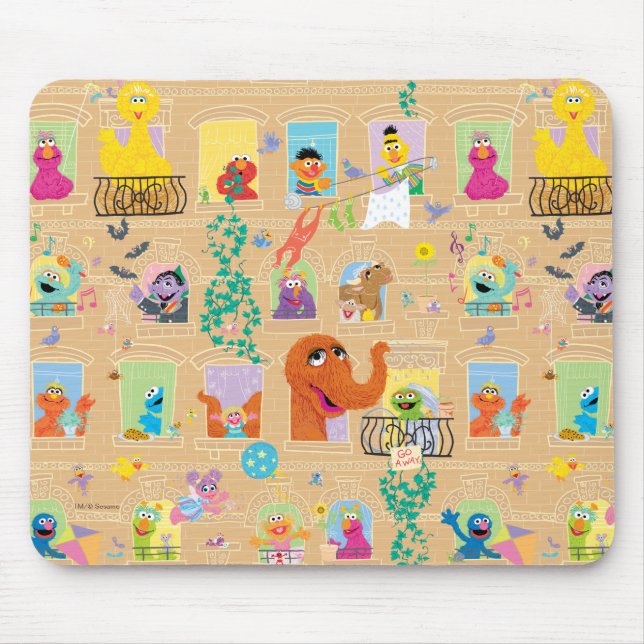 Tapis De Souris Motif de fenêtres d'appartement de Rue Sésame (Devant)