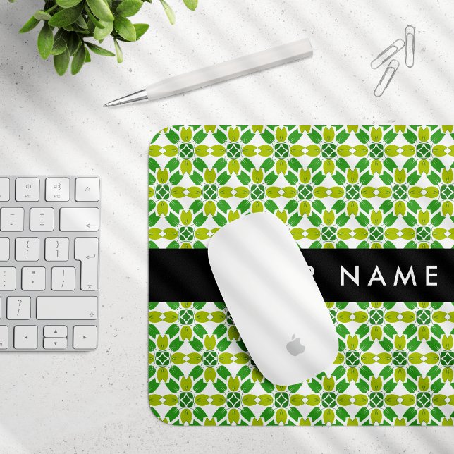 Tapis De Souris Motif de feuille, feuilles vertes, votre nom (Créateur téléchargé)