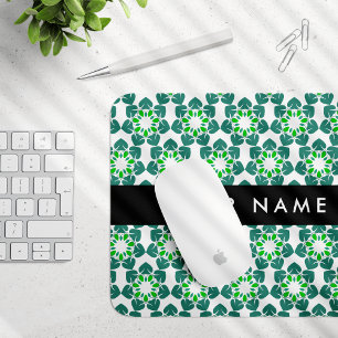 Tapis De Souris Motif de feuille, feuilles vertes, votre nom
