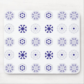 Tapis De Souris Motif de fleurs de ligne bleue